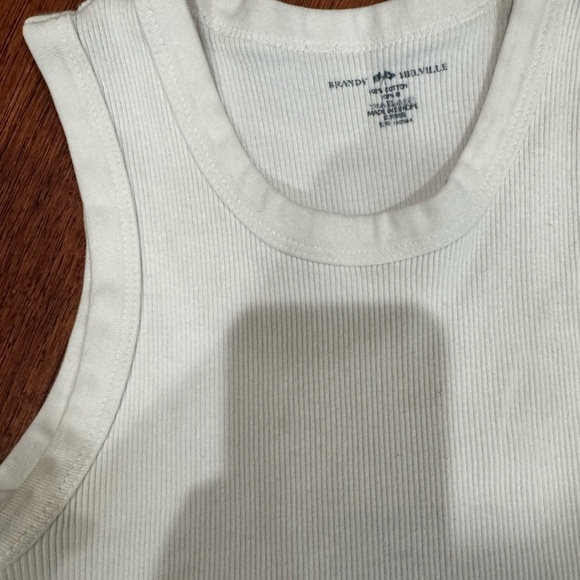 Brandy Melville White Cotton Ribbed Tank Top - Picture 2 of 3